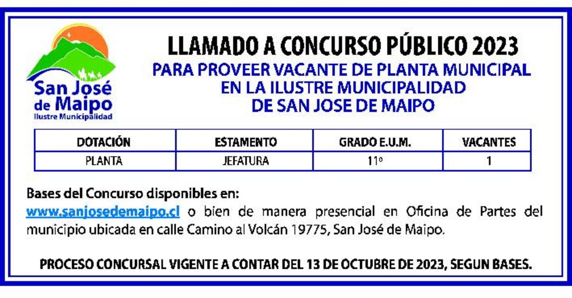 Municipalidad San Jose De Maipo P Gina Avisos Premium Mi Rcoles