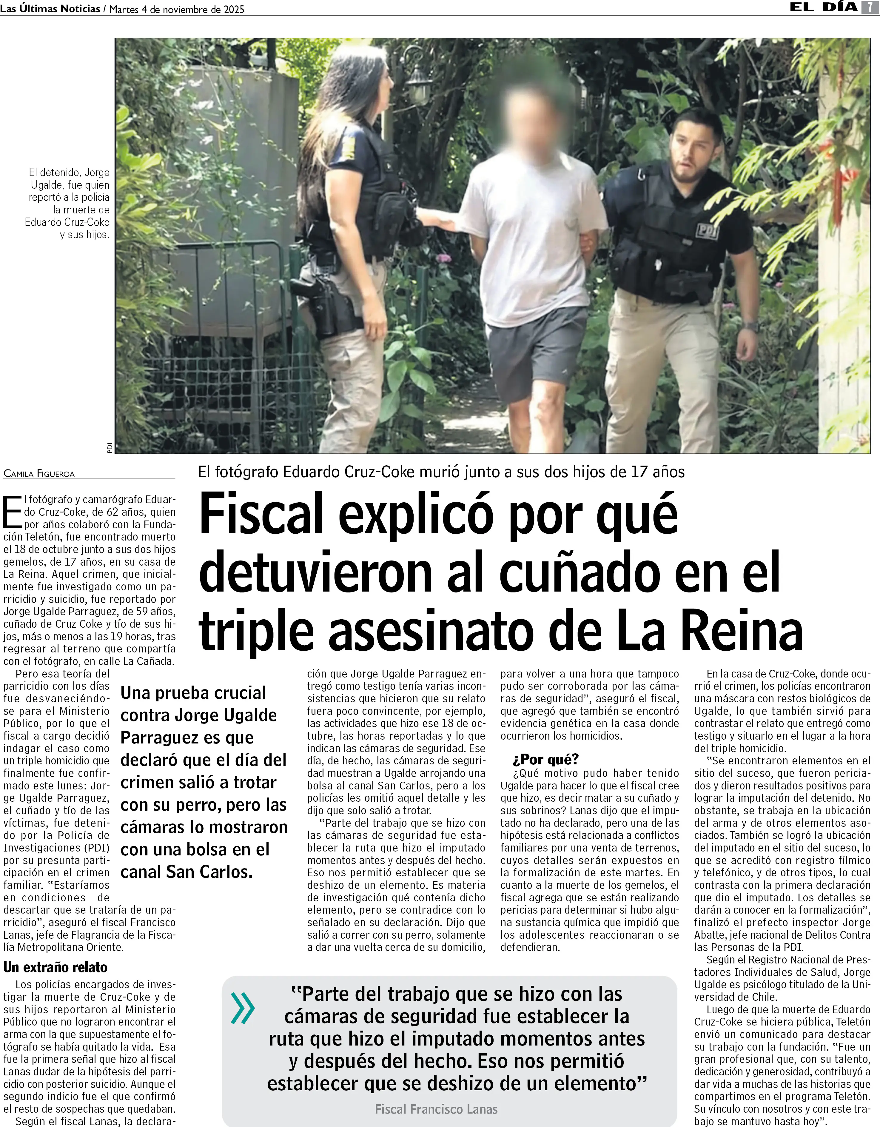 Fiscal acusa al cuñado de triple asesinato en La Reina - www.lun.com