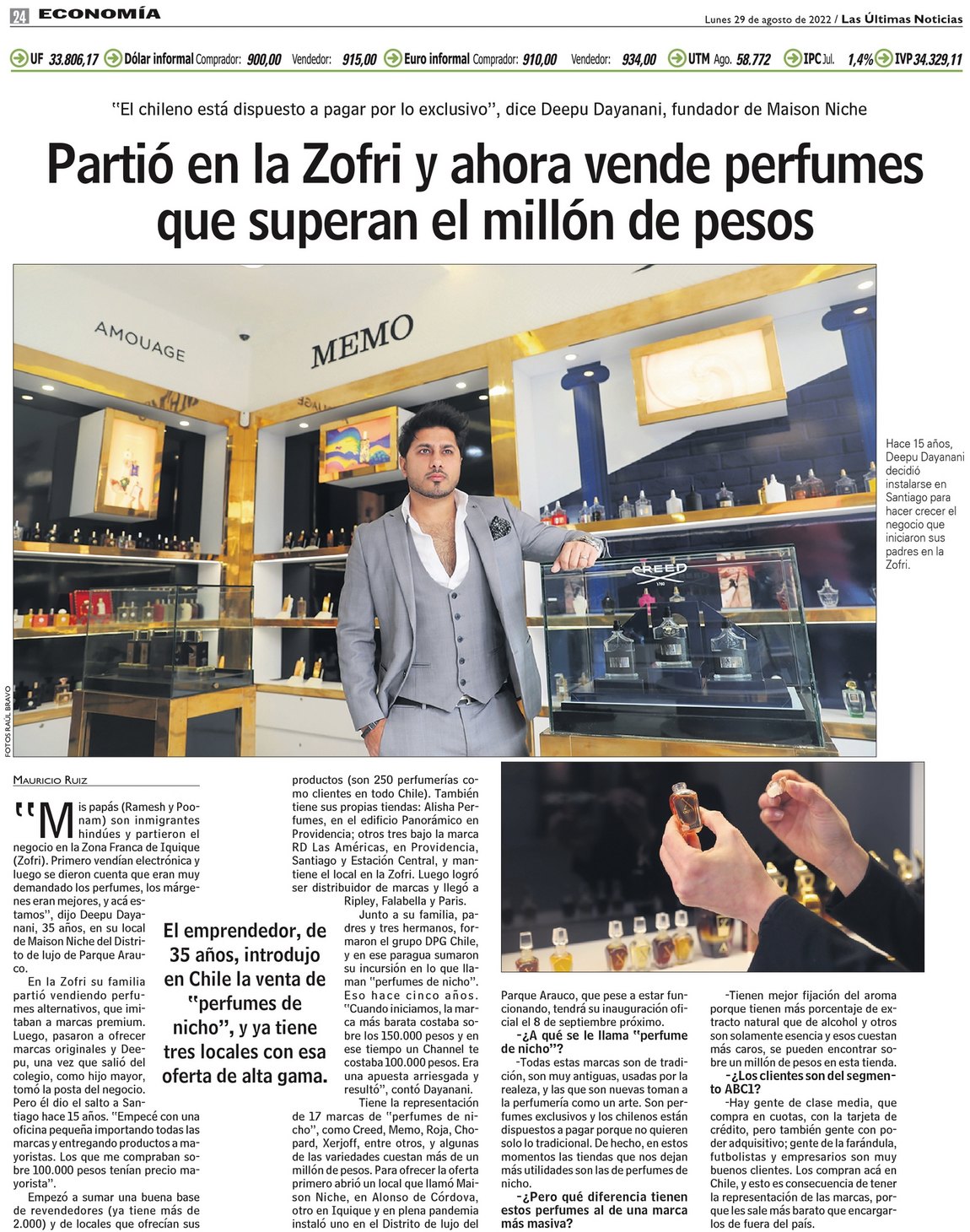 Partió en la Zofri y ahora vende perfumes que superan el millón de