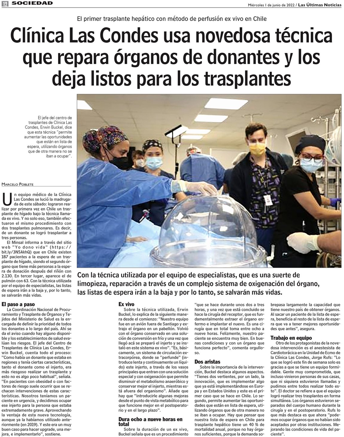 Clínica Las Condes Usa Novedosa Técnica Que Repara órganos De Donantes