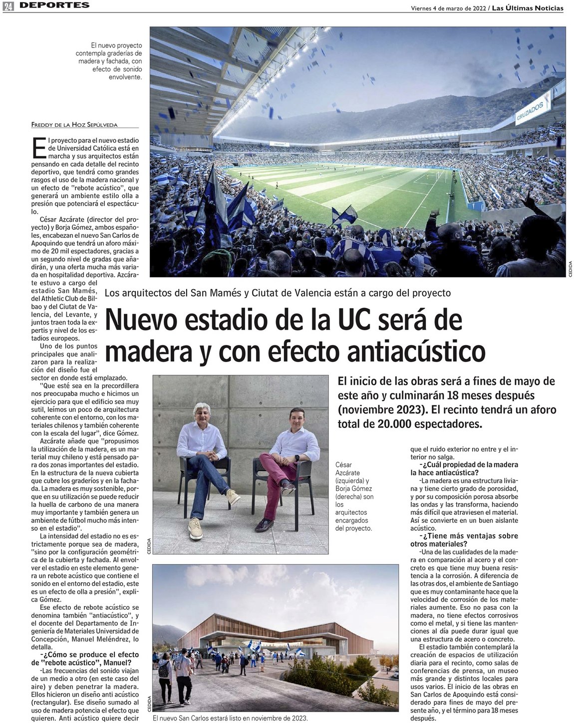 Nuevo estadio de la UC será de madera y con efecto antiacústico - www ...