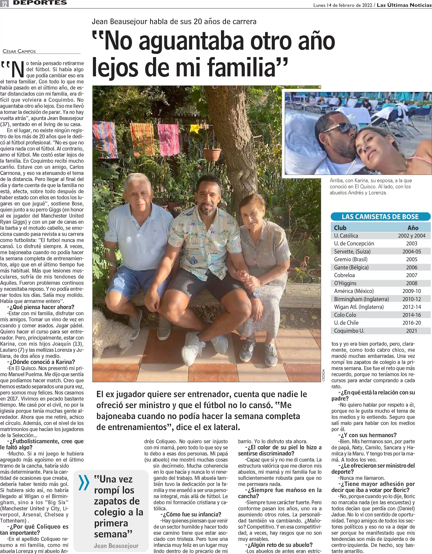 Beausejour habla sobre su retiro el bautizazo y su pelea con Pinilla